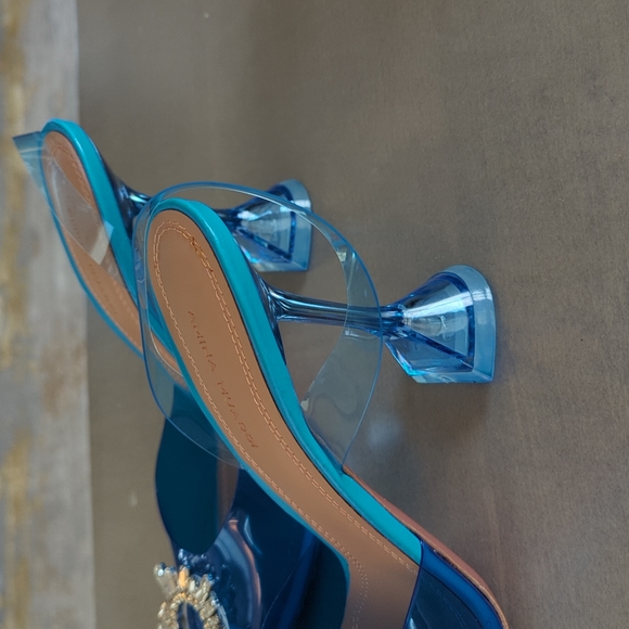 NWOT Amina Muaddi Begum Crystal-Embellished PVC Slingback Pumps sz 40 - Picture 3 of 6